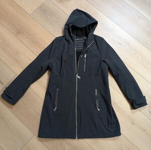 Calvin Klein Women's Black Hooded Trench Coat, Rain Coat, Size L